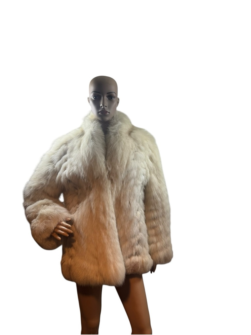 Ivory  Fur Puffer Coat - Women's Plush Winter Jacket